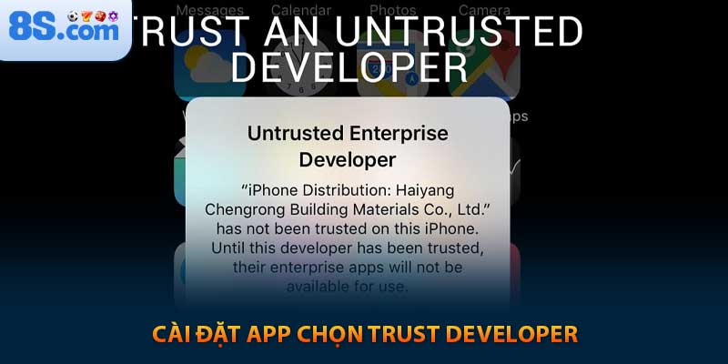 Cài đặt app chọn trust developer