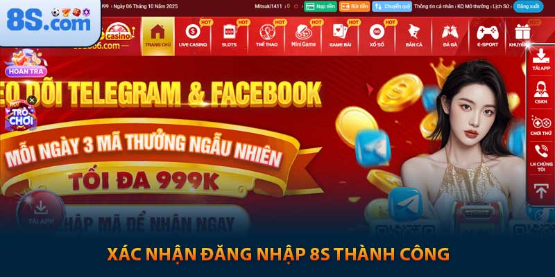 Xác nhận đăng nhập 8s thành công